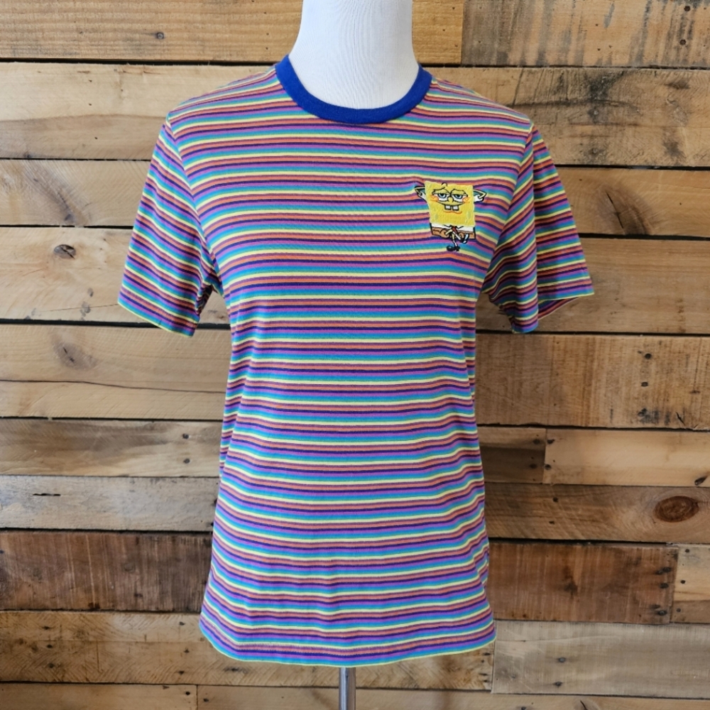 SpongeBob Squarepants rainbow stripe t-shirt size Small